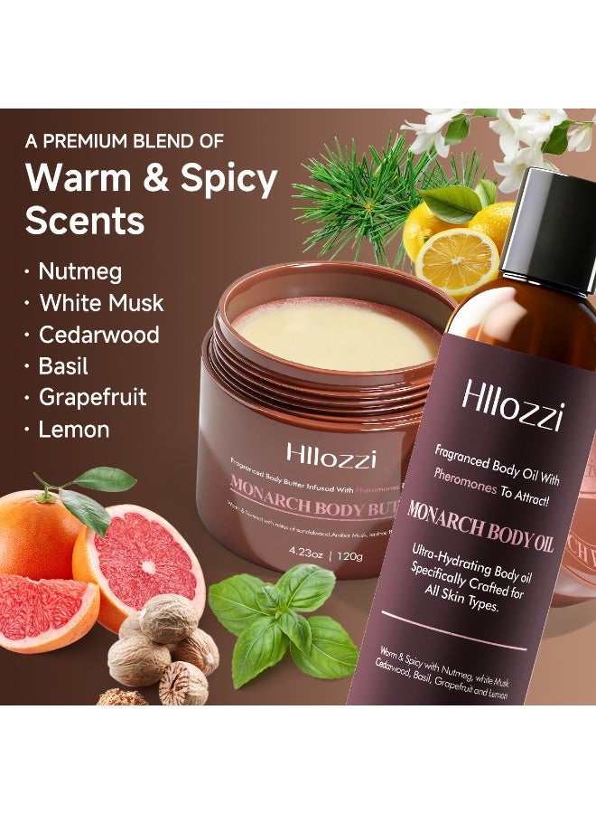 Hllozzi Monarch Body Butter 120g | Pheromone Fragrance Moisturizing Cream | Sandalwood, Amber, Woody Notes | Unisex, Alluring, Long-Lasting Fragrance - Image 2